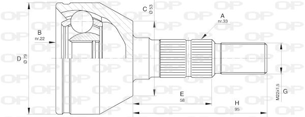 OPEN PARTS Шарнирный комплект, приводной вал CVJ5598.10